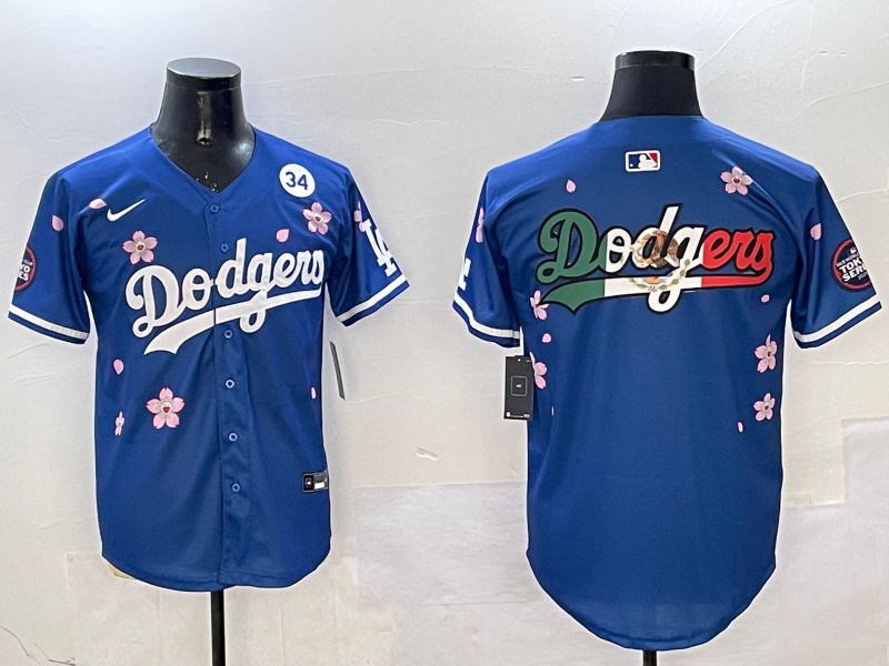 Men Los Angeles Dodgers Blank Blue Sakura Edition 2025 Nike MLB Jersey style 10